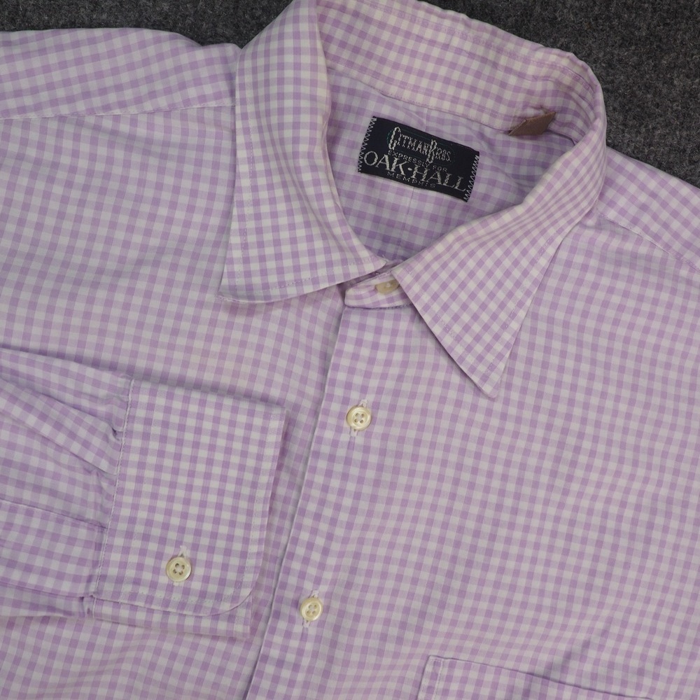 Gitman Bros Shirt Mens 16.5x34 Purple Gingham Check Preppy Made in USA